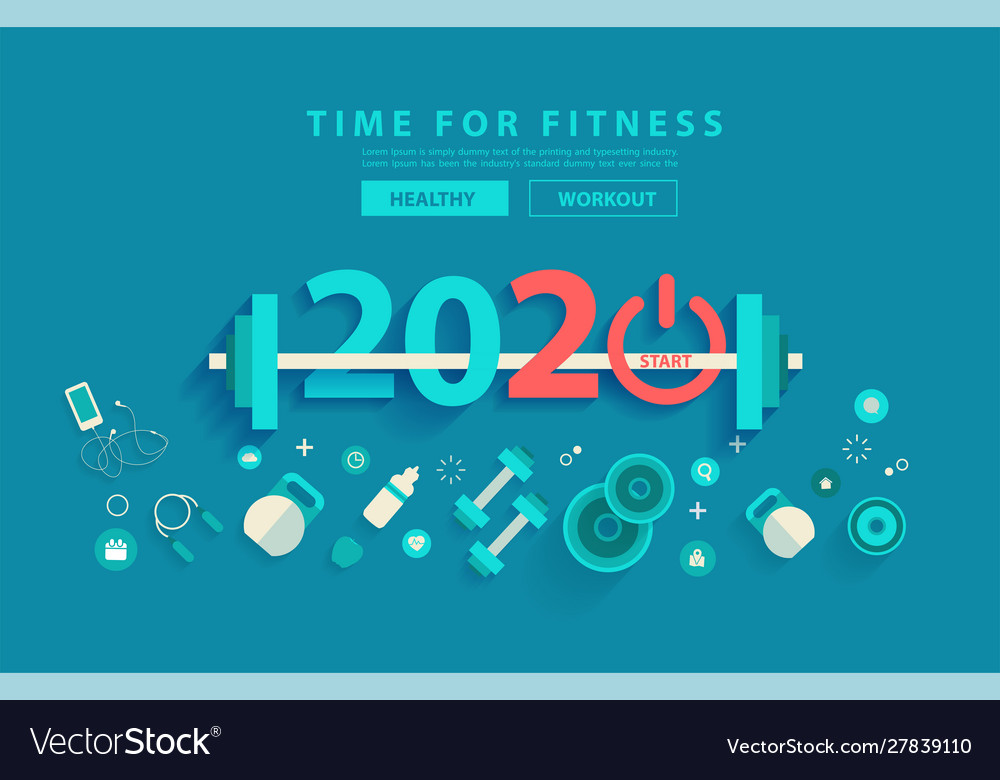 2020 new year fitness concept workout typography Vector Image