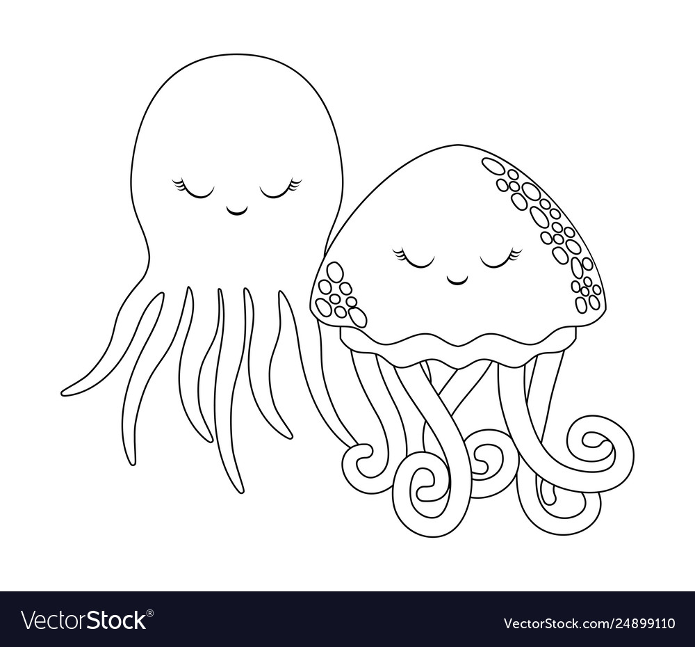 Cute jellyfish with octopus