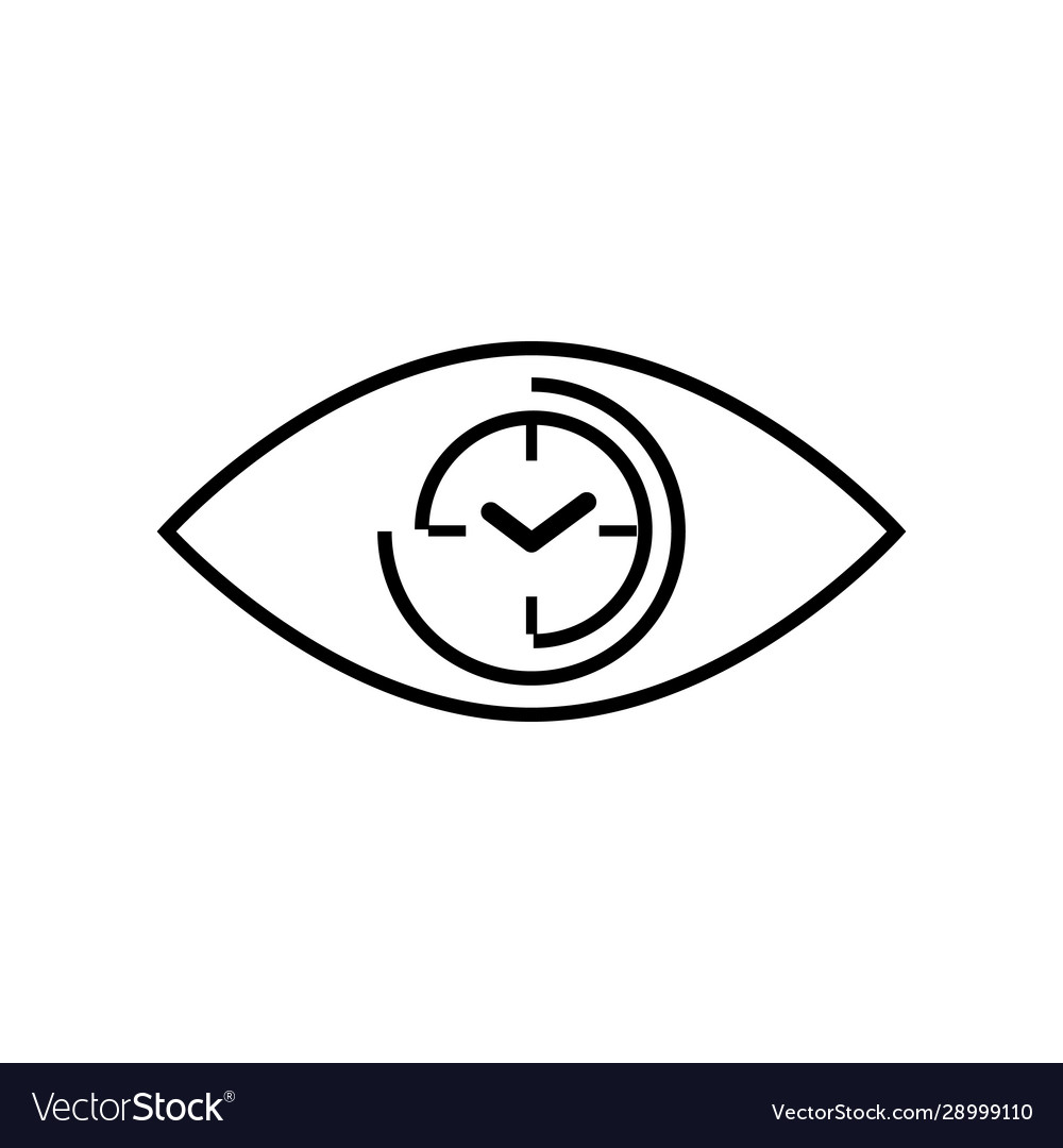 Eye time clock work icon simple line outline vector image Eye time clock work icon simple line outline