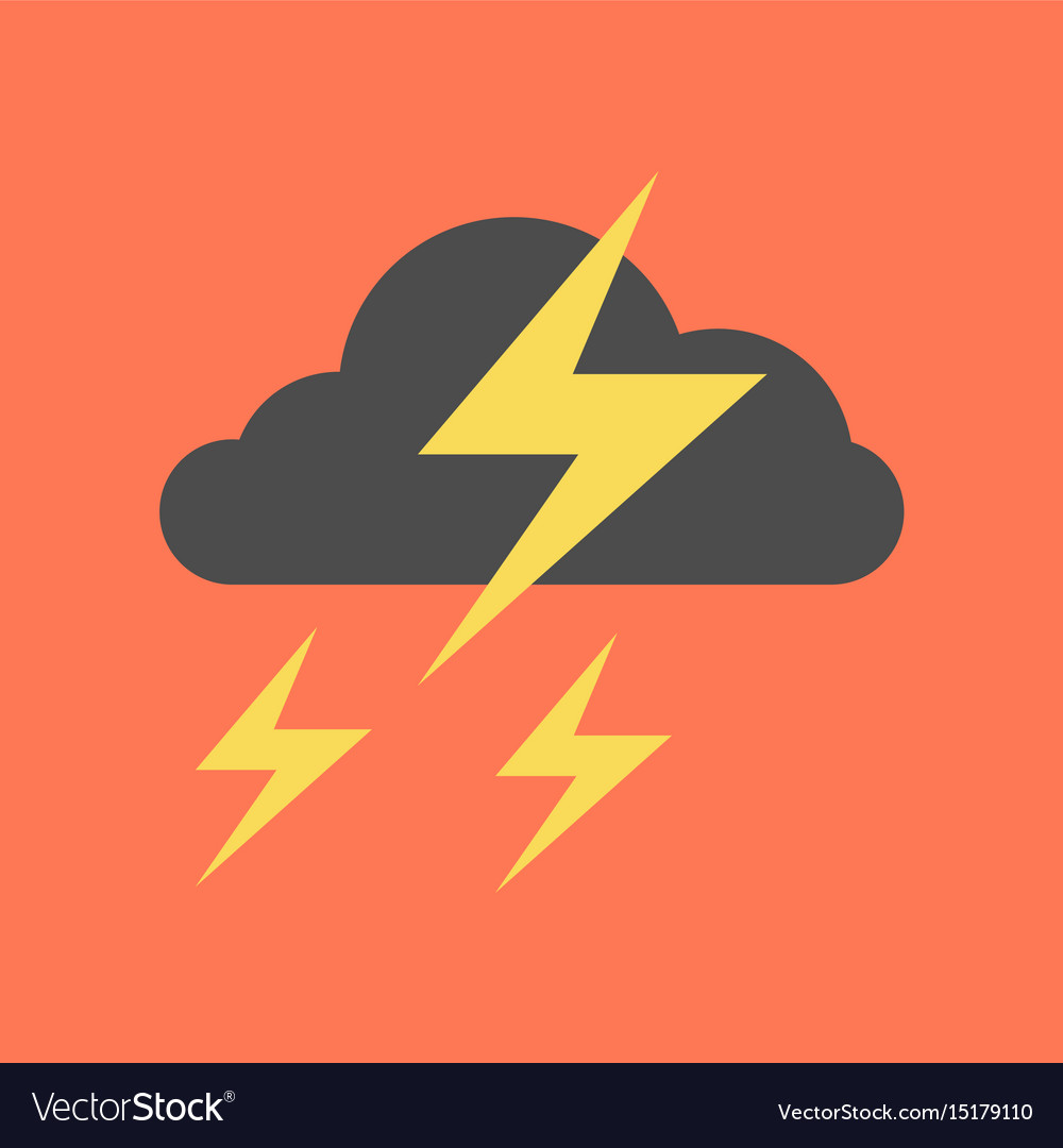 Flat icon on stylish background lightning cloud