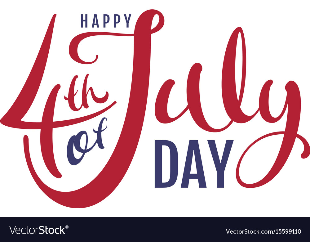 Happy 4th july day handwritten text Royalty Free Vector