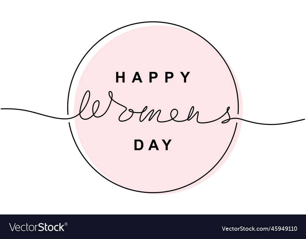 Happy womens day lettering in continuous line