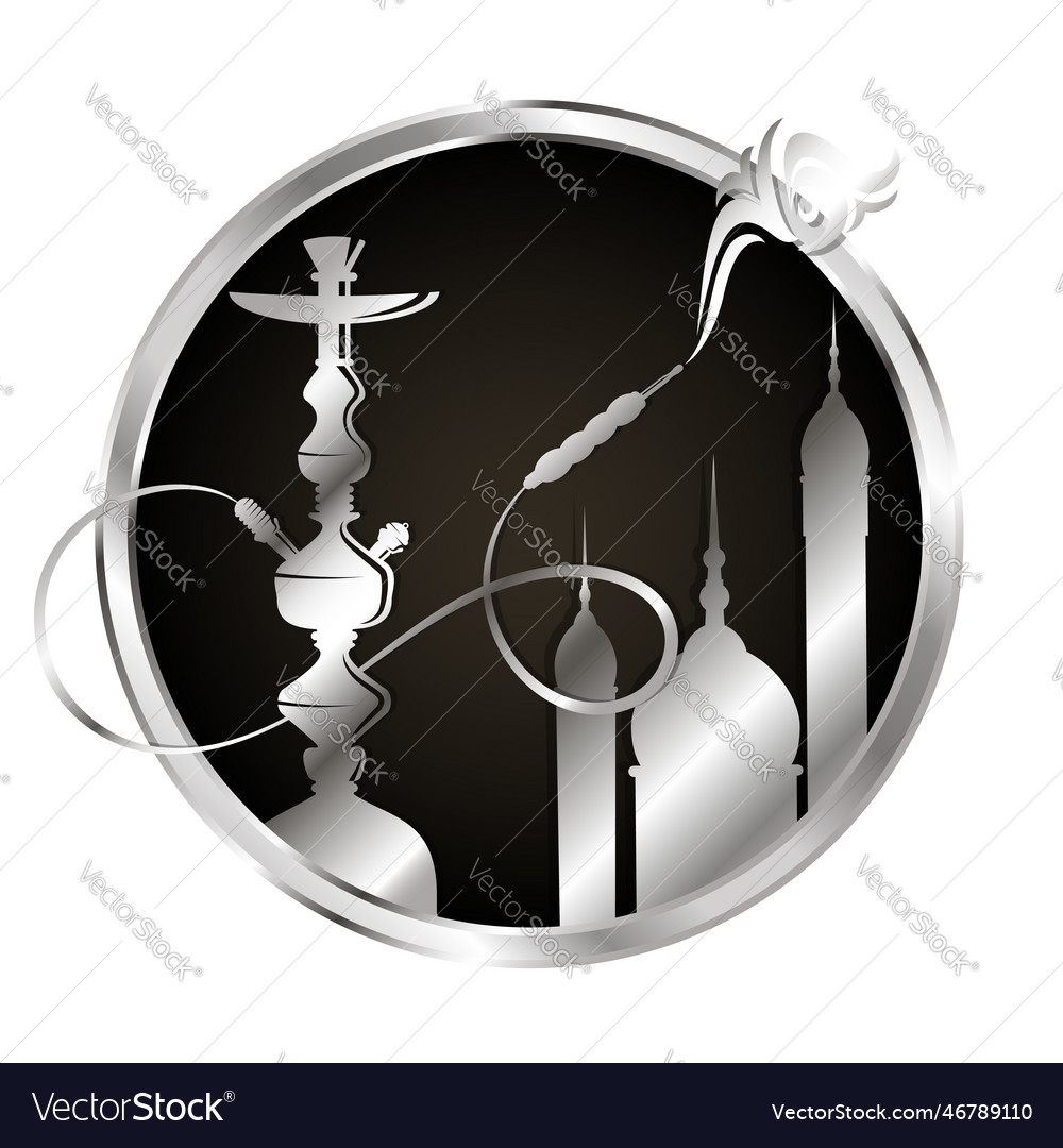 Hookah for relaxation and smoking in a circle Vector Image