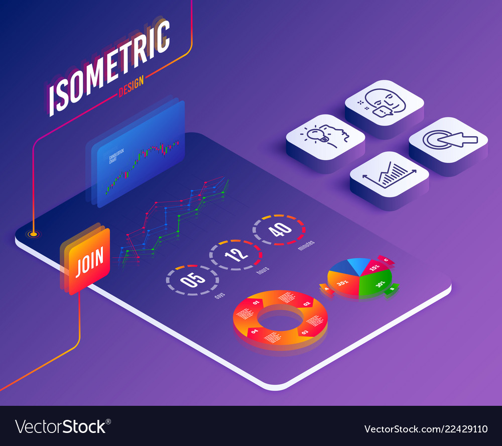 Idea click here and face attention icons graph vector image Idea click here and face attention icons graph