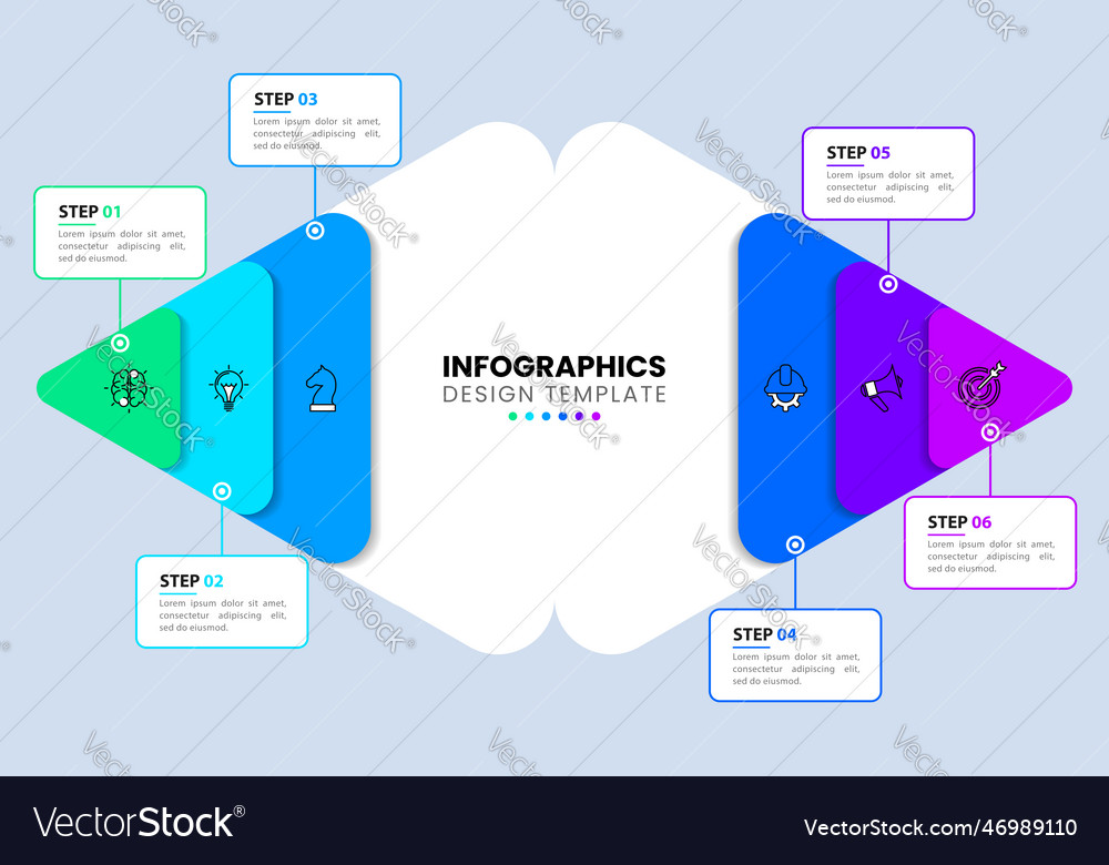 Infographic template with icons and 6 options