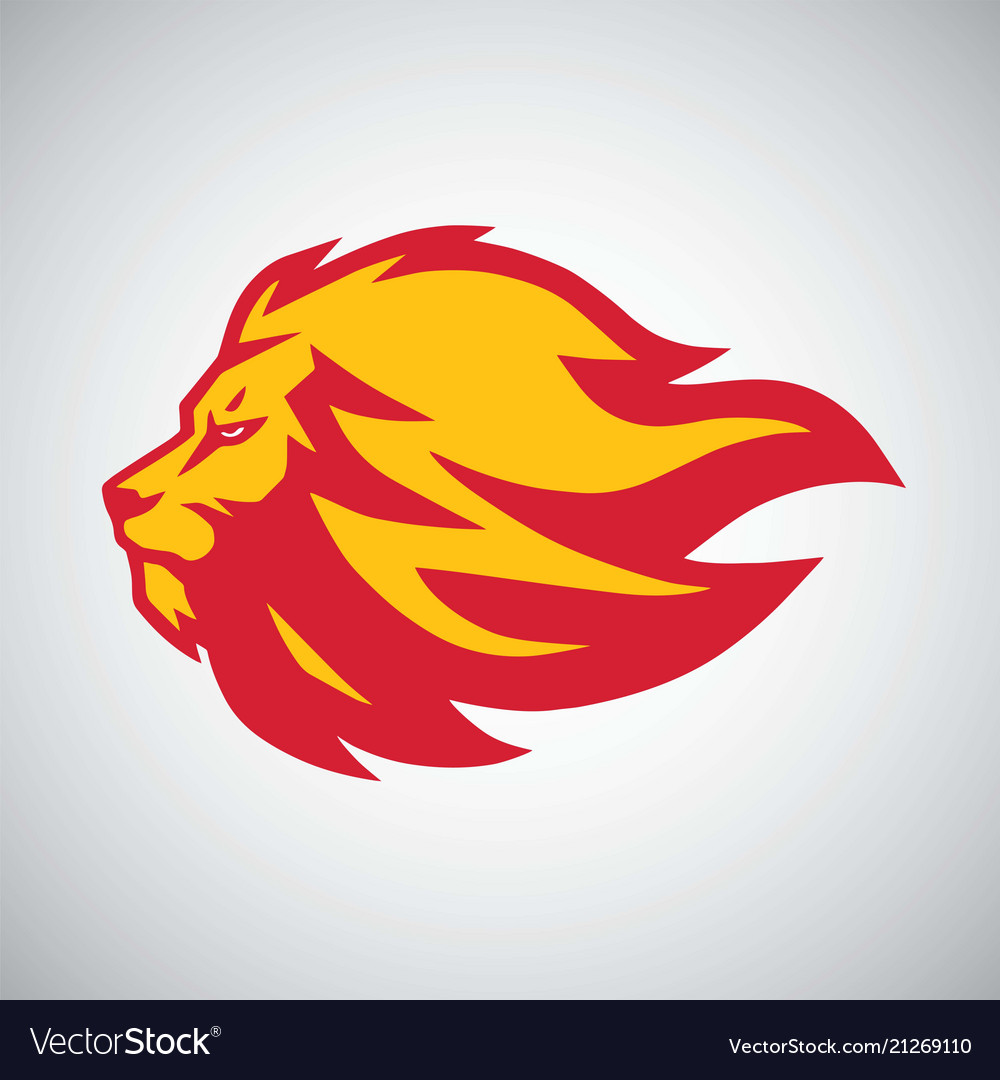 Lion Flame Fire Logo Design Royalty Free Vector Image