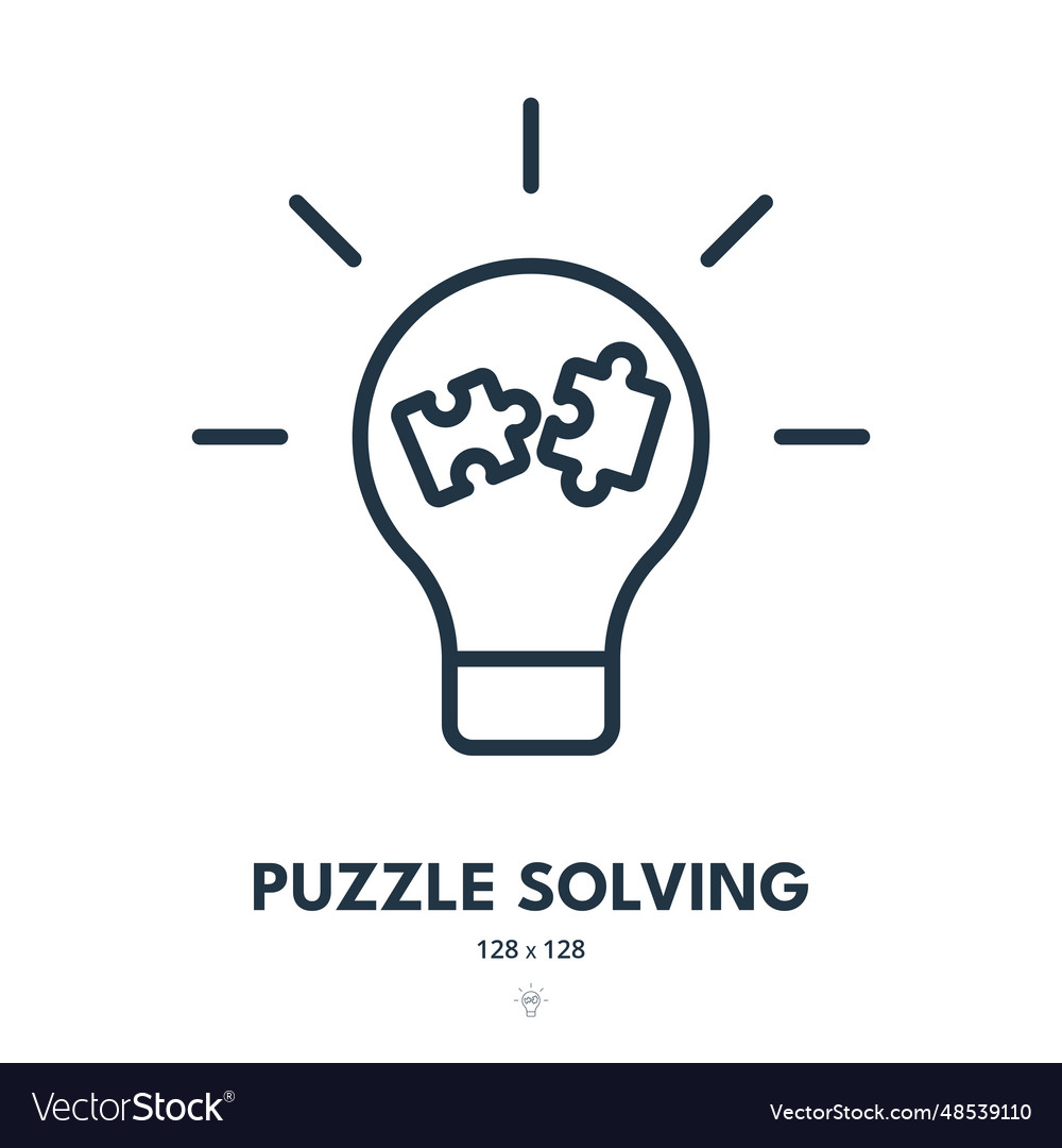 Puzzle solving icon jigsaw game solution vector image Puzzle solving icon jigsaw game solution