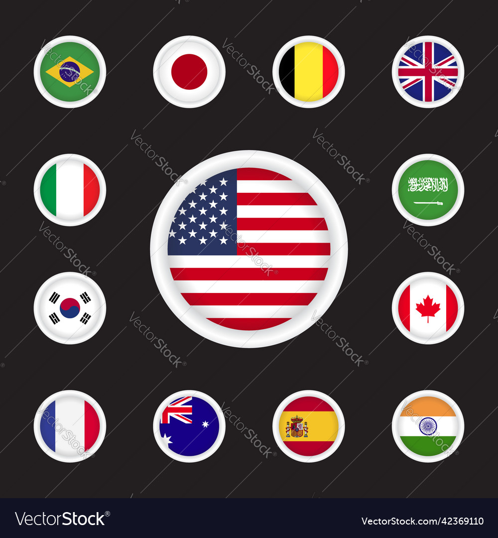 Rounded union button is set with the country flag Vector Image Rounded union button is set with the country flag