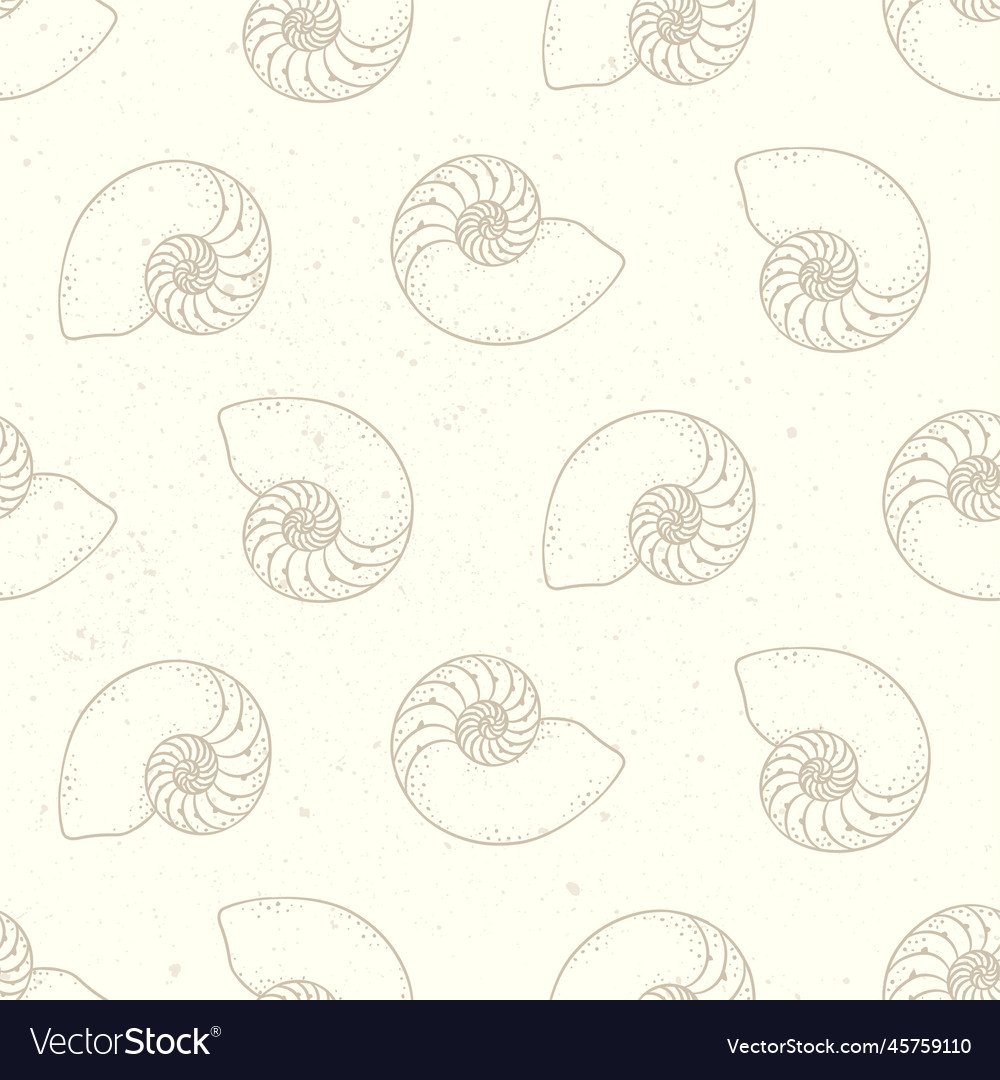 Spiral seashells seamless pattern background