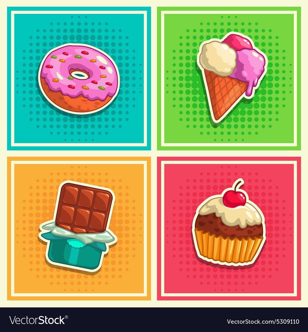 Sweet stickers 1 Royalty Free Vector Image - VectorStock