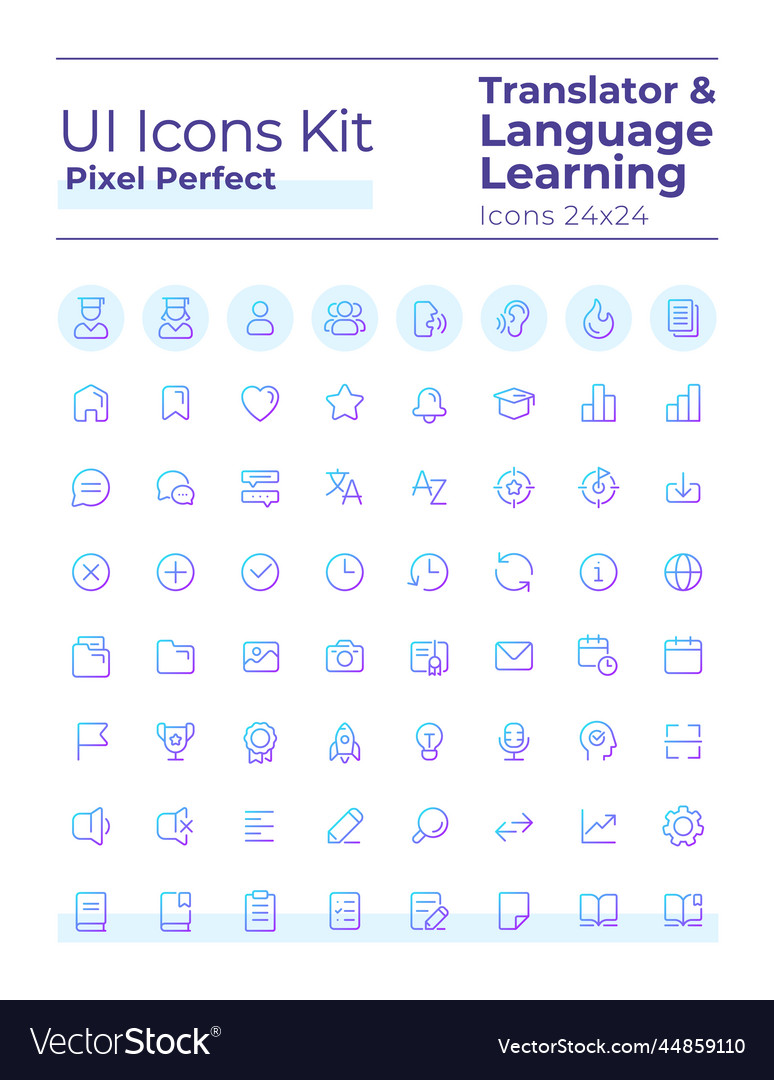 Translator pixel perfect gradient linear ui icons vector image Translator pixel perfect gradient linear ui icons