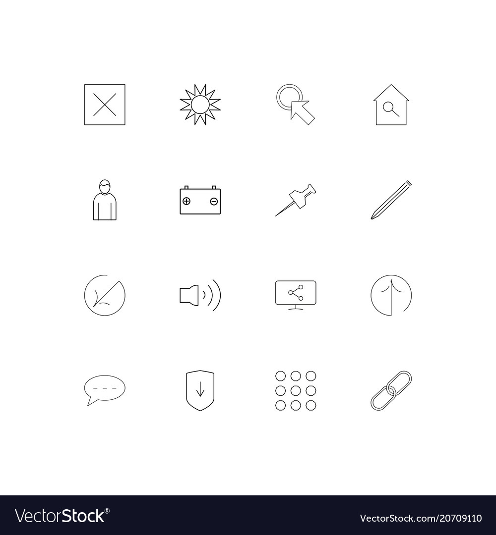 User interface simple linear icons set outlined
