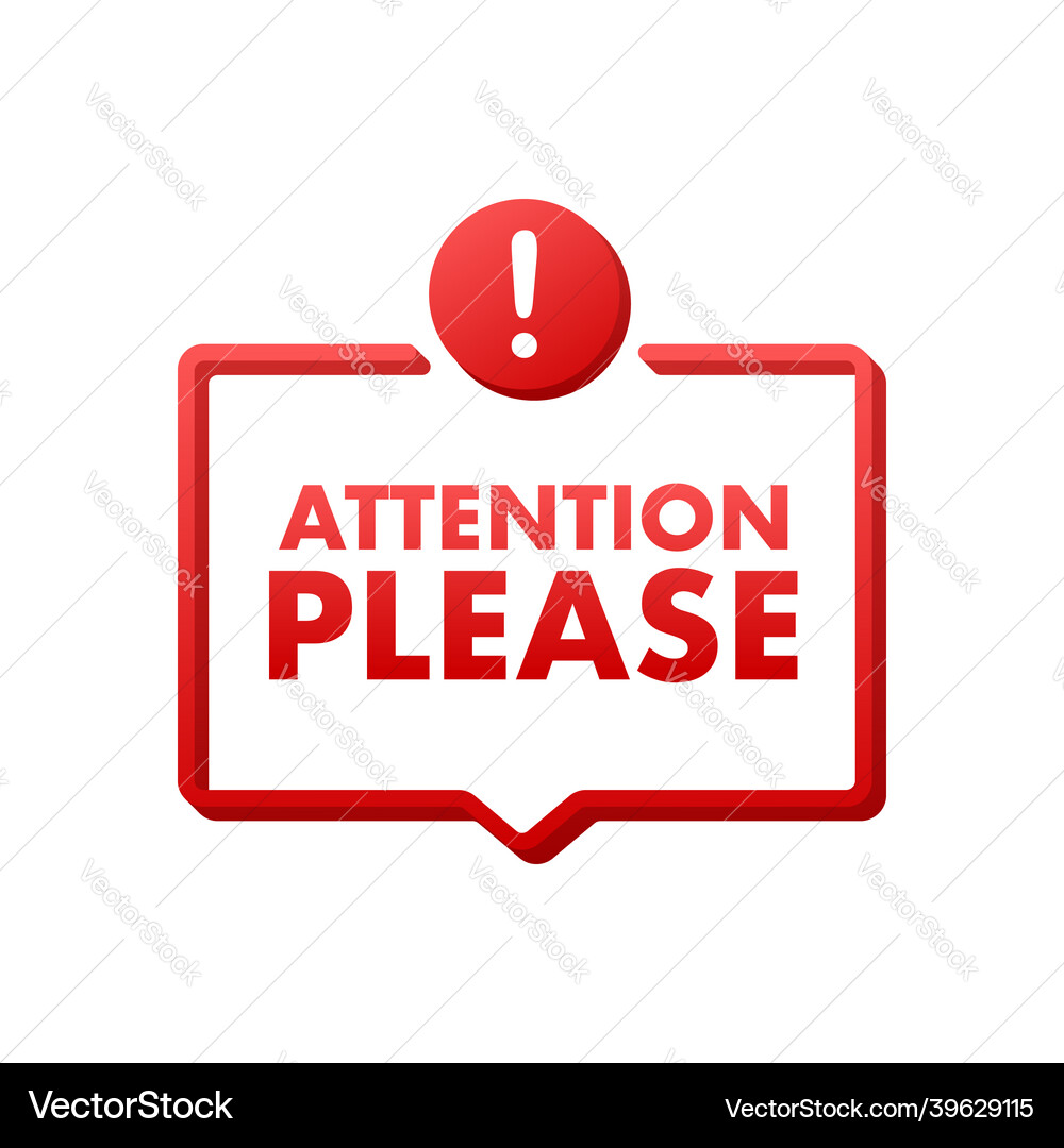 Banner with attention please red Royalty Free Vector Image