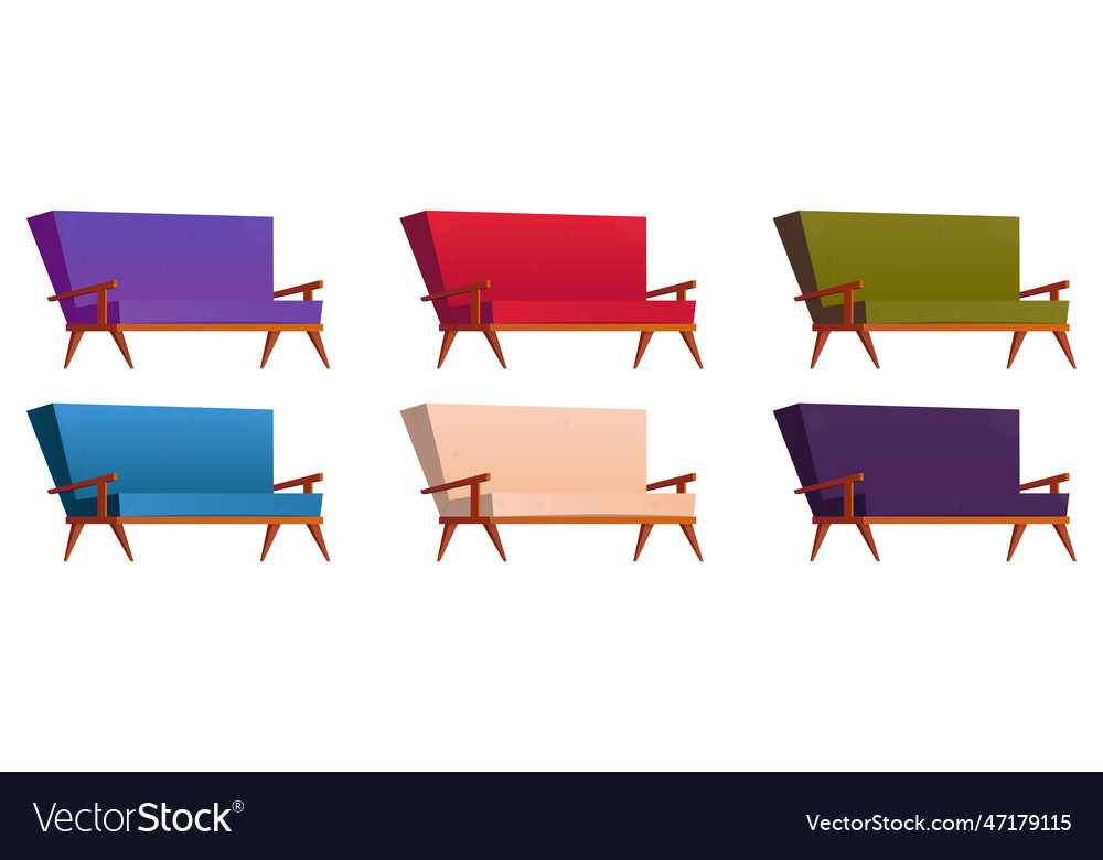 Cartoon sofa and couches collection isolated Vector Image