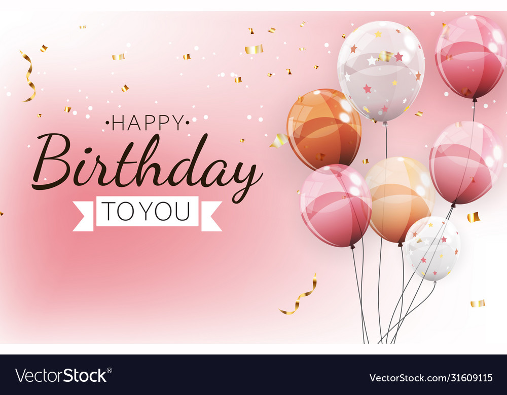 Color glossy happy birthday balloons banner Vector Image