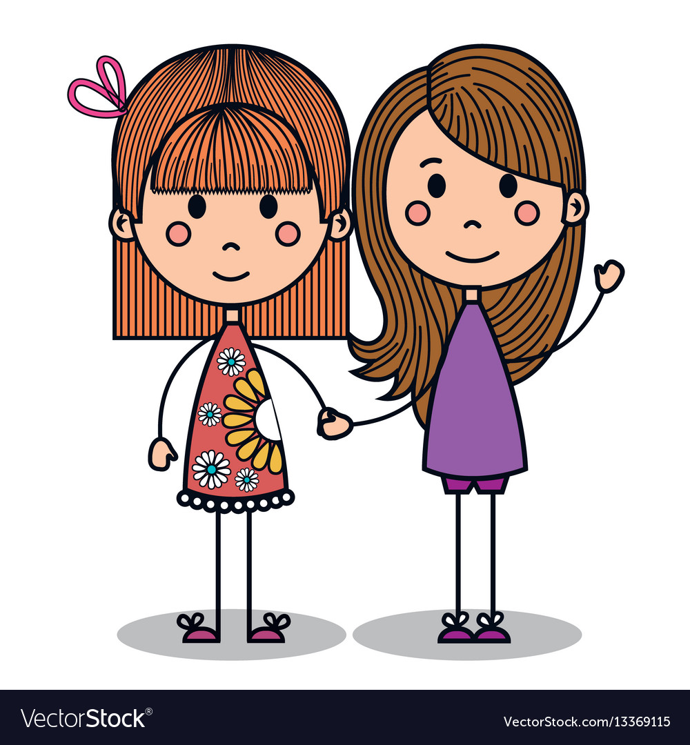 Cute little kids drawing Royalty Free Vector Image