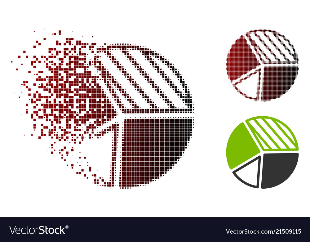 Decomposed pixel halftone pie chart icon vector image Decomposed pixel halftone pie chart icon