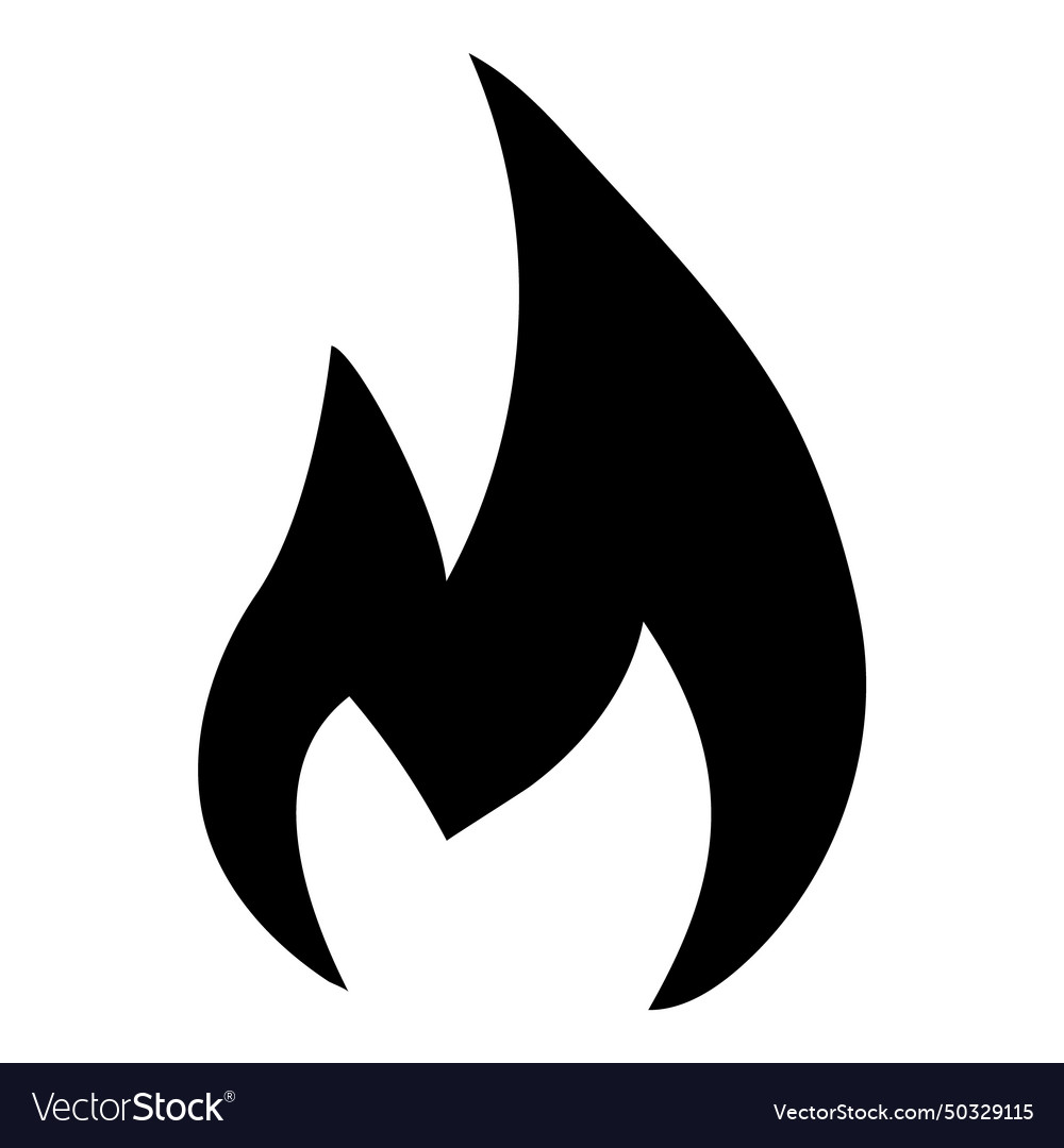 Flame flat icon isolated on white background Vector Image