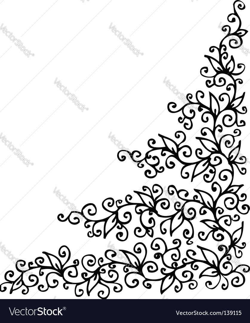 Floral vignette Eau-forte Royalty Free Vector Image