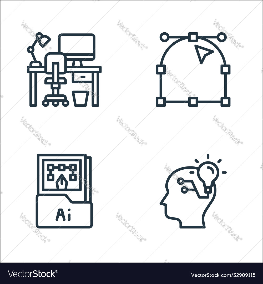 Graphic design line icons linear set quality vector image Graphic design line icons linear set quality