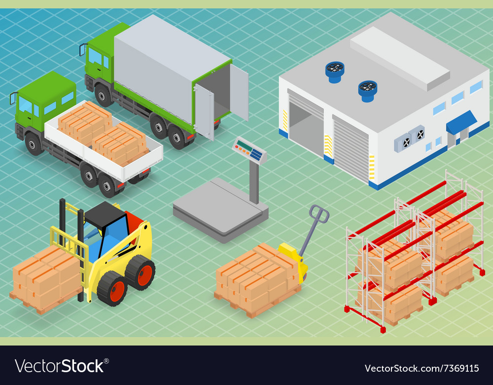 Loading or unloading a truck in the warehouse Vector Image