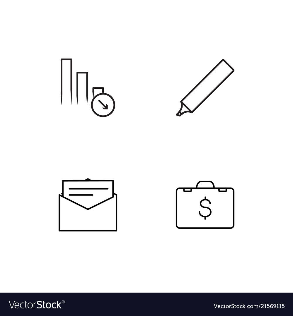 Office linear icons set simple outline
