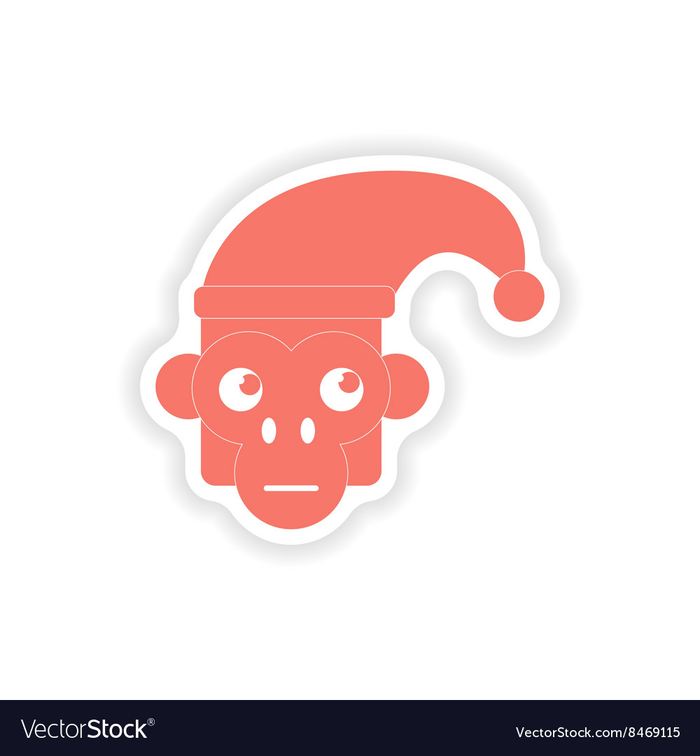 Paper sticker on white background monkey cap