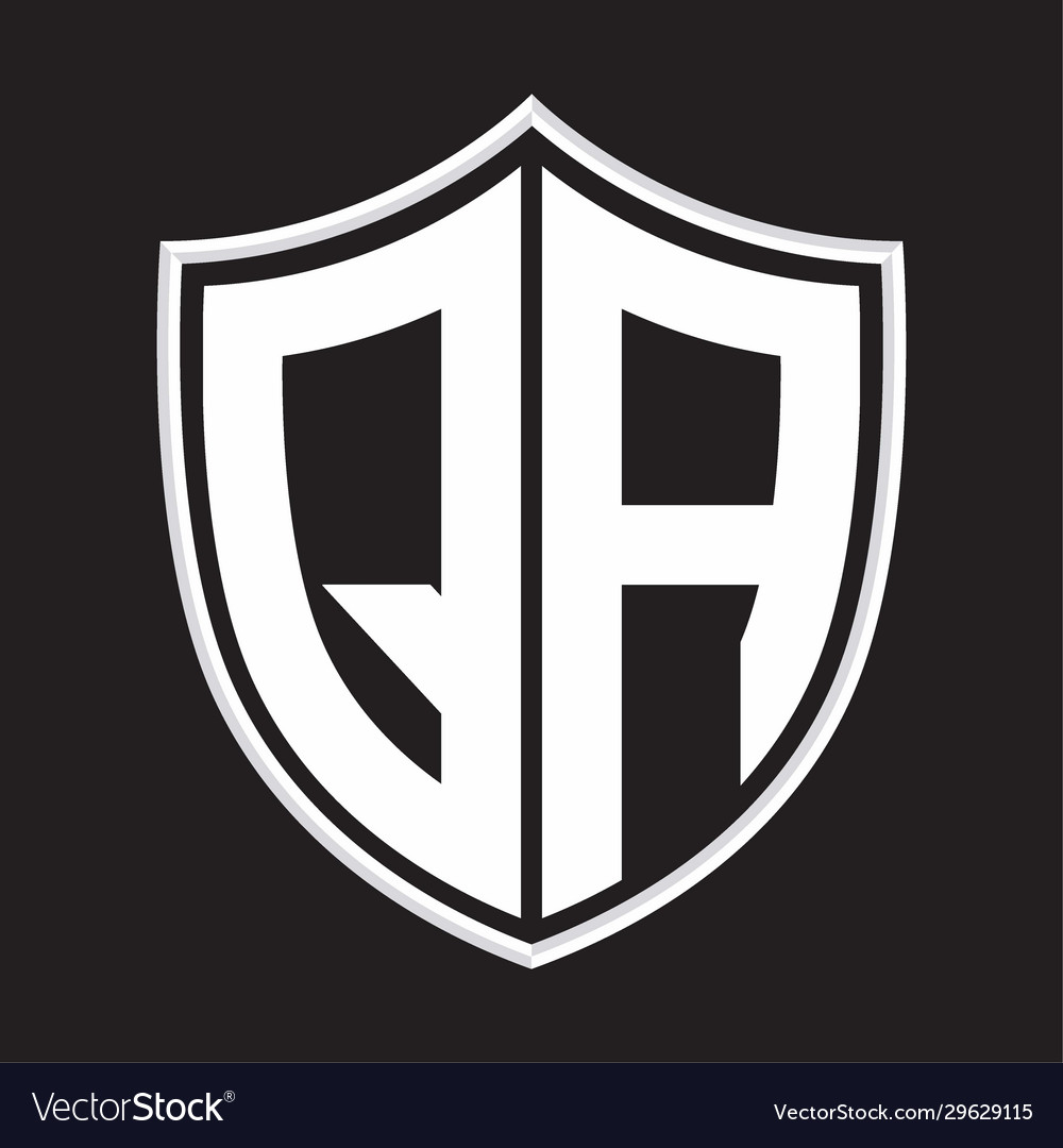 Qa logo monogram with shield shape isolated