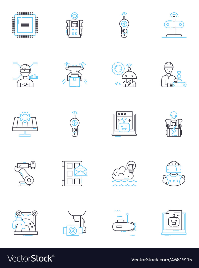 Remote-controlled planes linear icons set Vector Image Remote-controlled planes linear icons set