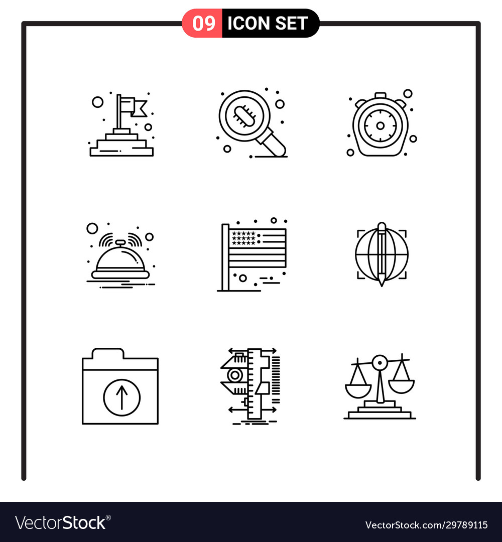 Set 9 line style icons for web and mobile vector image Set 9 line style icons for web and mobile