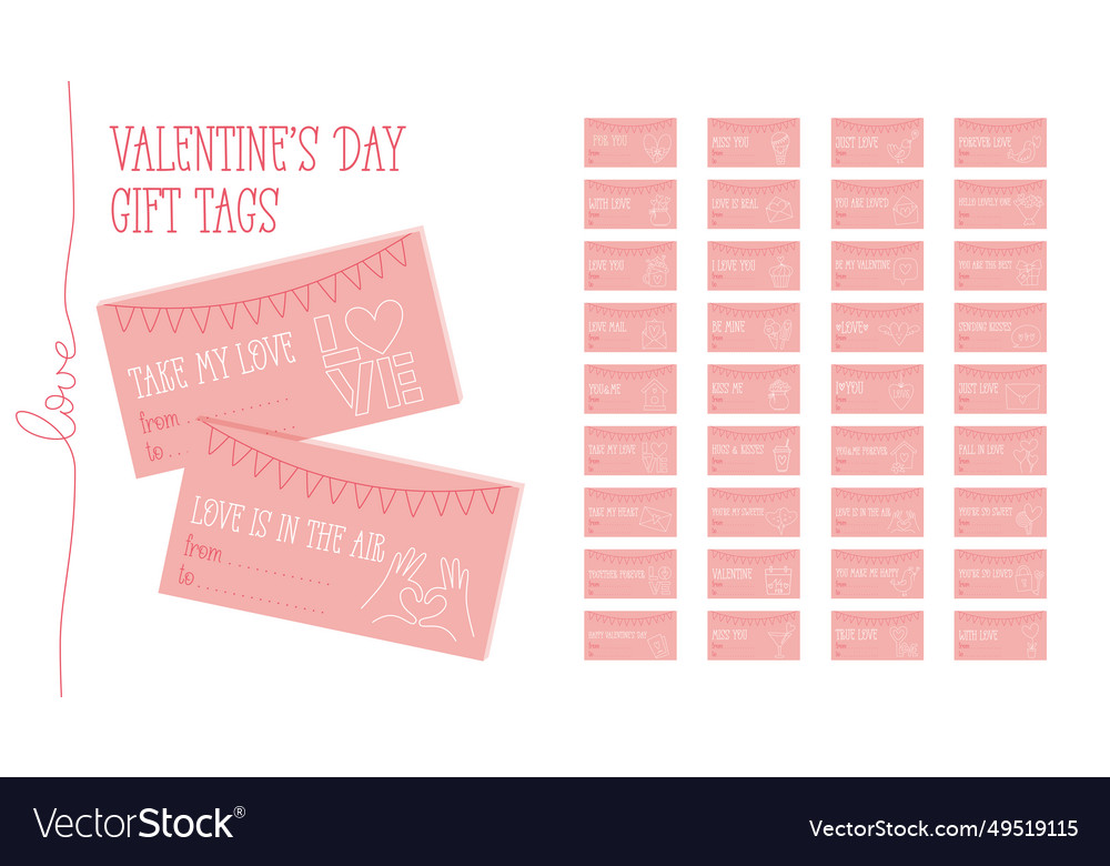 Valentines day printable gift tags template