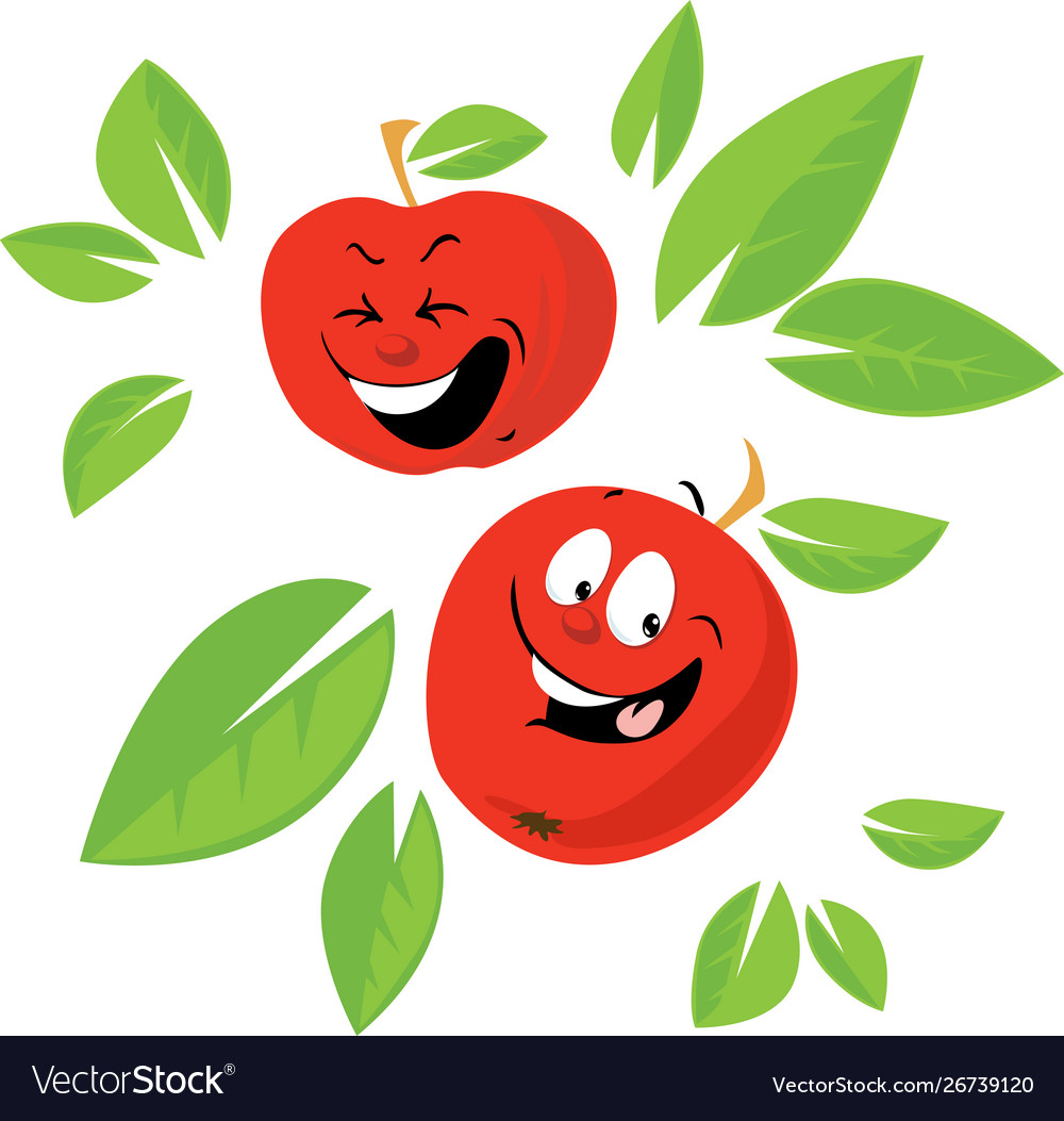 Apple cartoon funny flat design Royalty Free Vector Image