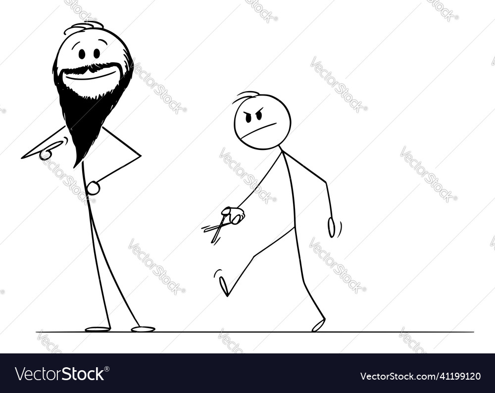 Cartoon Stick Figure Drawing Conceptual Illustration of Young Man