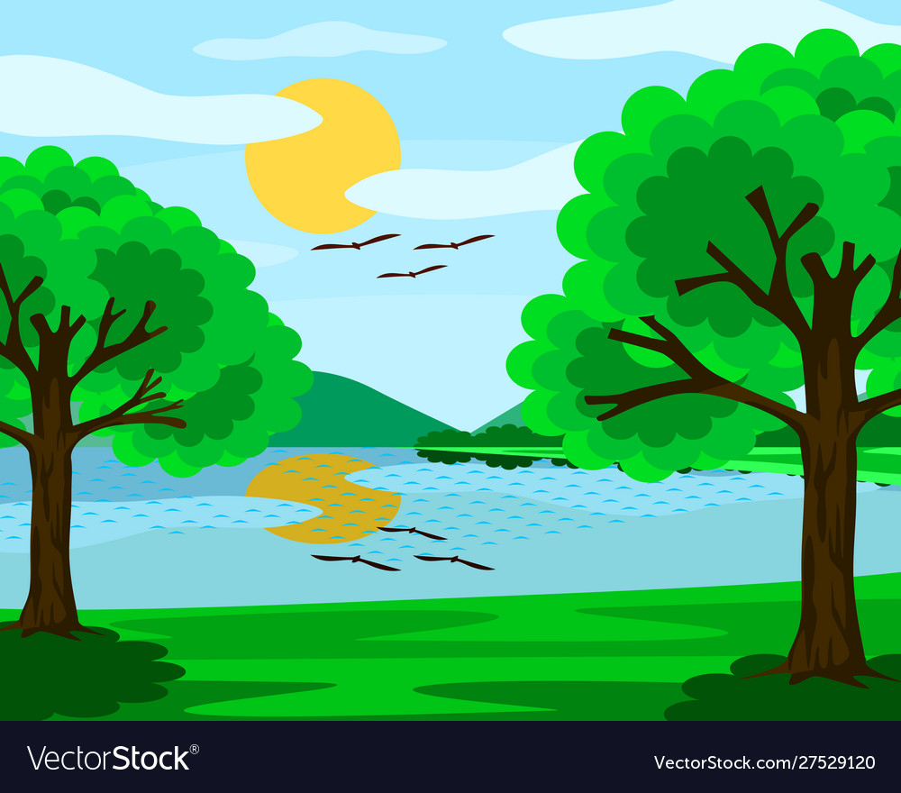 Blue sky lake Royalty Free Vector Image - VectorStock