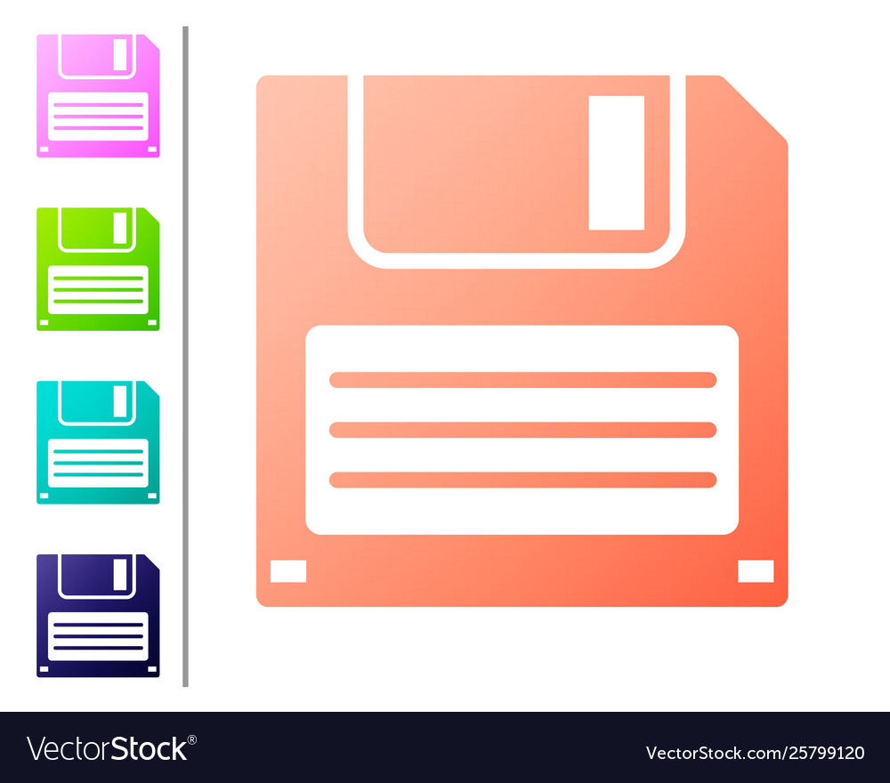 Coral floppy disk for computer data storage icon vector image Coral floppy disk for computer data storage icon