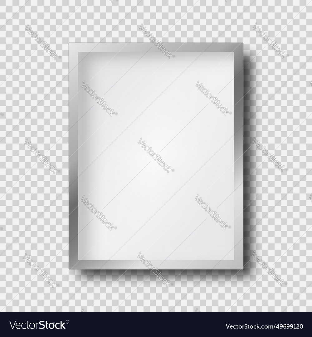 Empty silver picture frame mock up on transparent