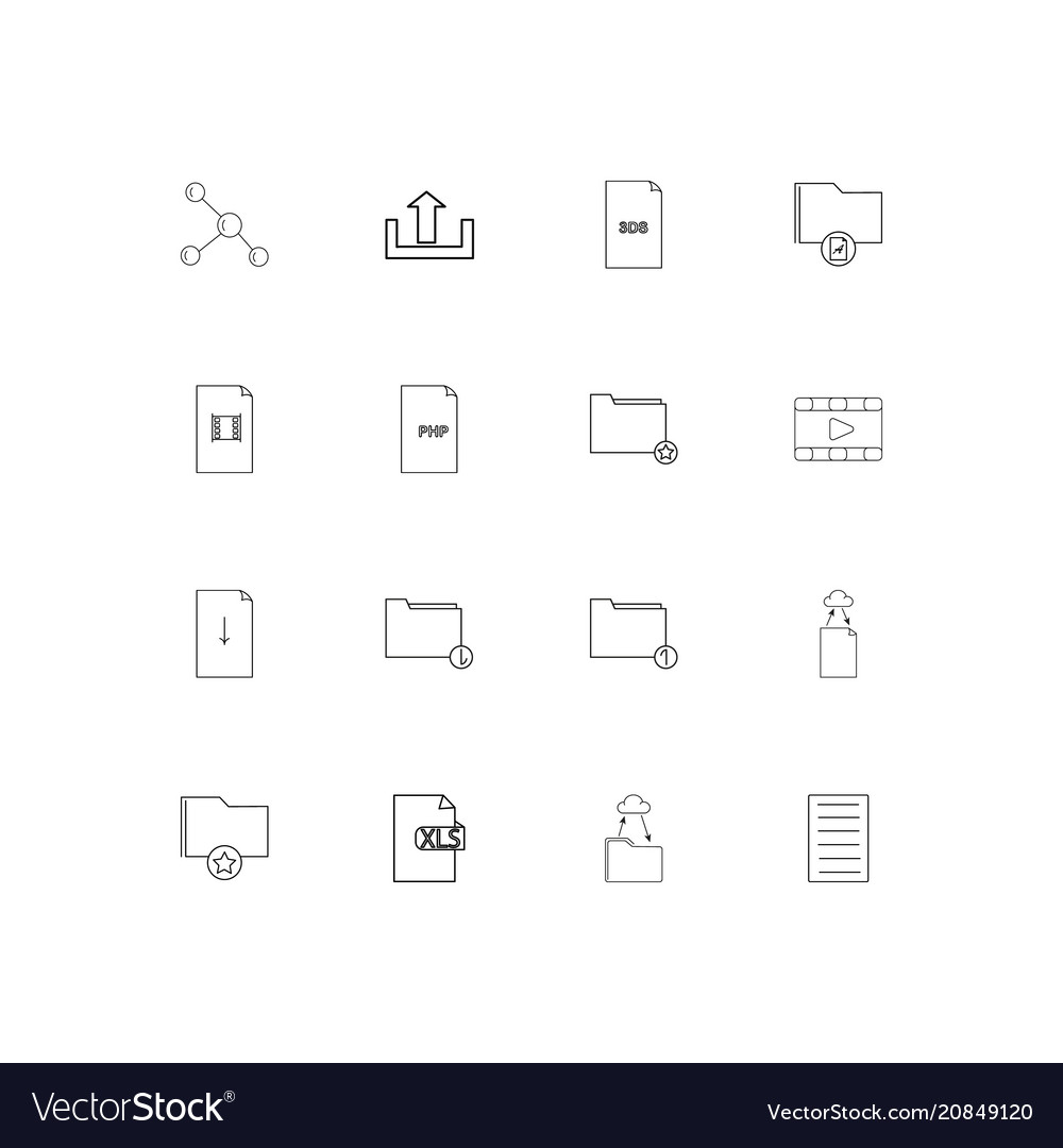 Files and folders sign linear thin icons set