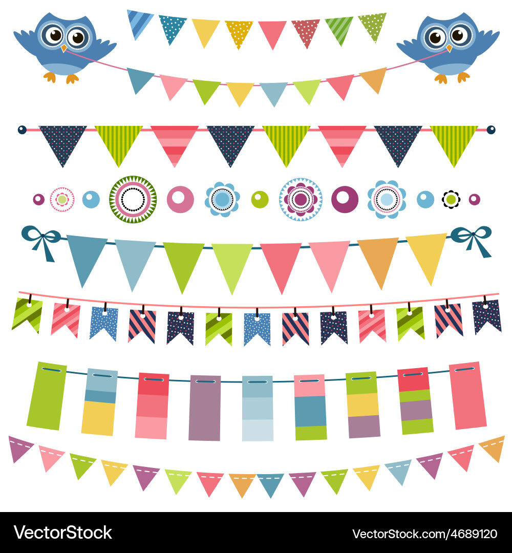 Garland and bunting set Royalty Free Vector Image