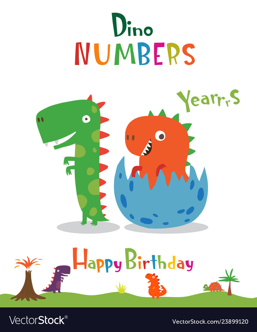 Number 10 in the form of a dinosaur Royalty Free Vector