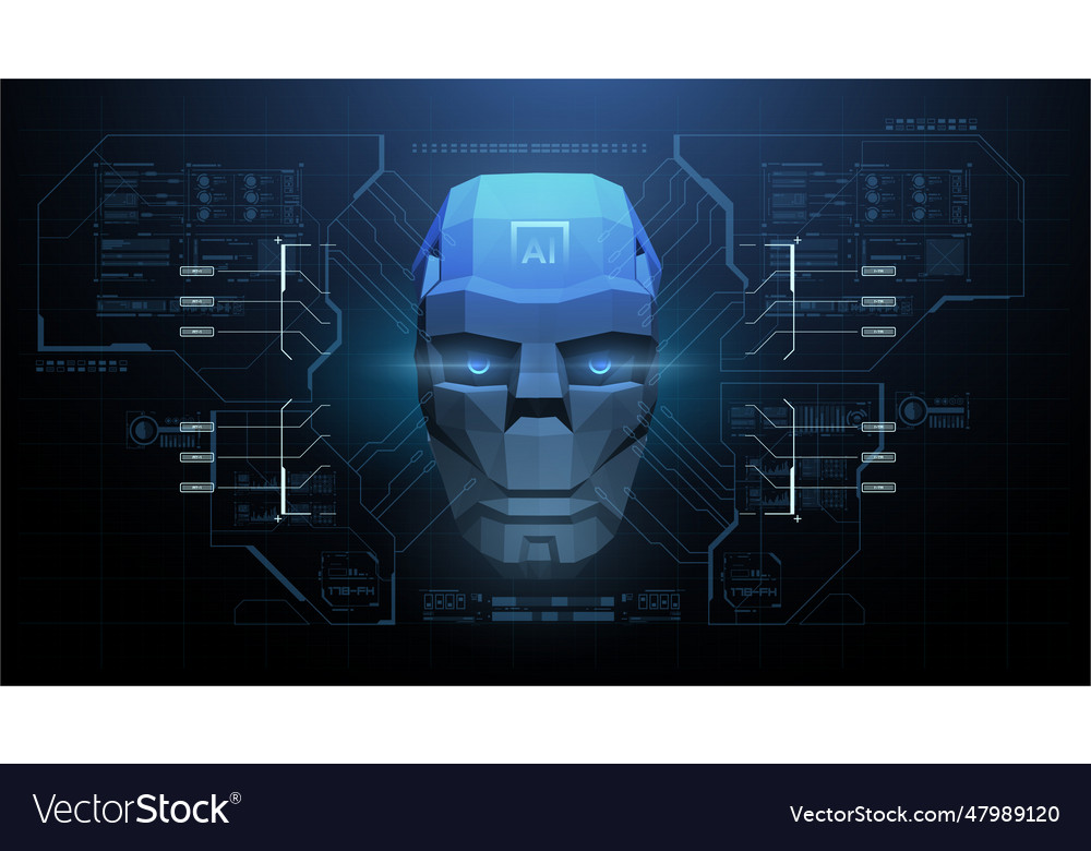 Robot head created in low poly style ai