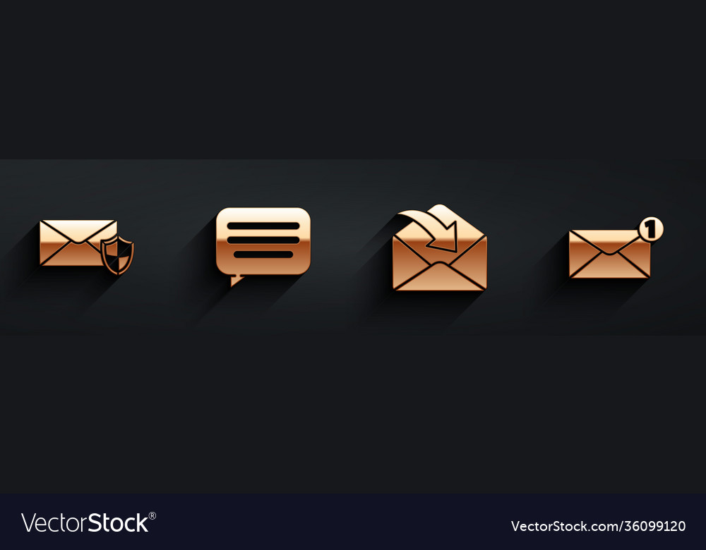 Set envelope with shield speech bubble chat vector image Set envelope with shield speech bubble chat