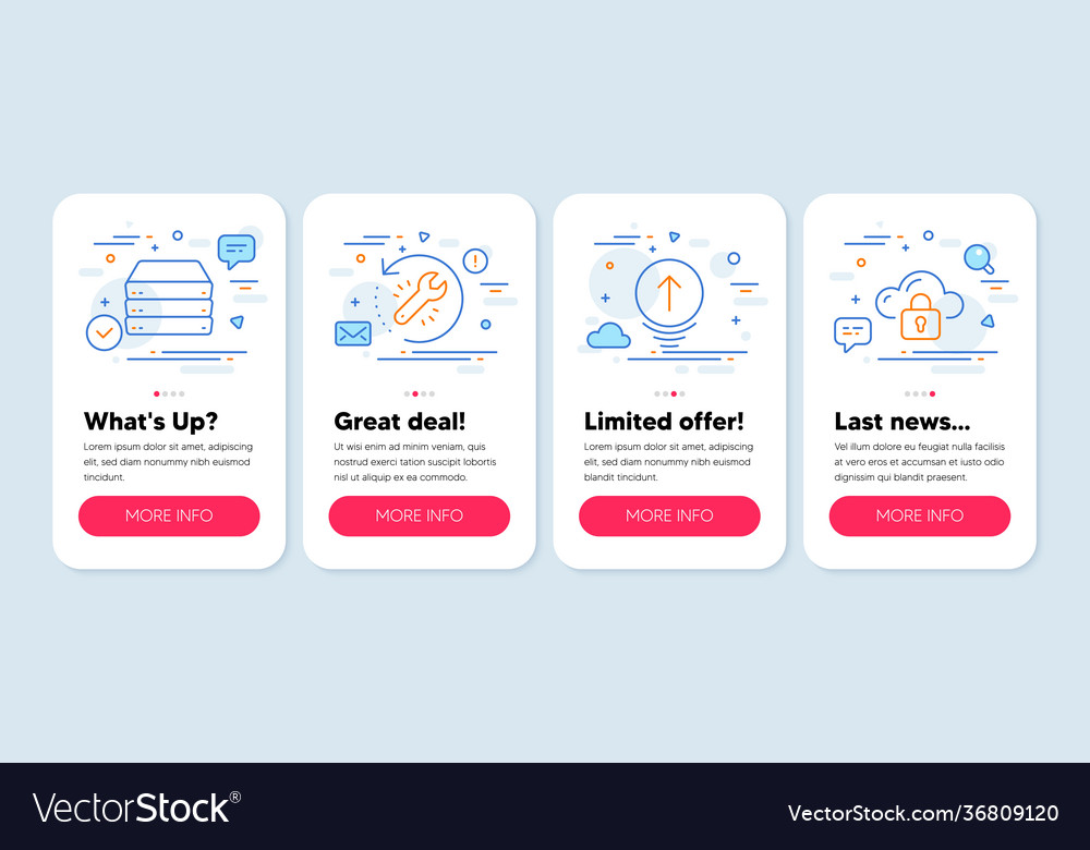 Set science icons such as servers swipe up vector image Set science icons such as servers swipe up