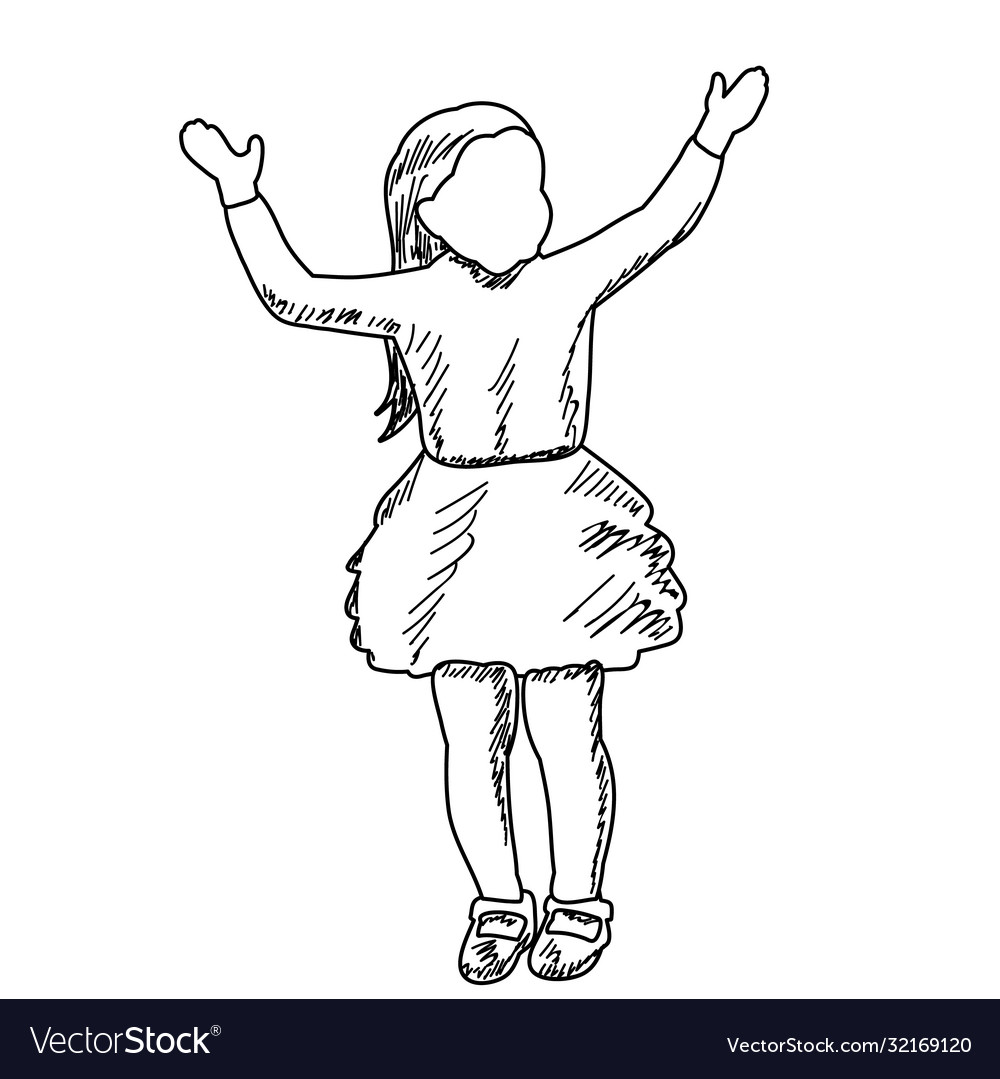 Sketch child girl dancing