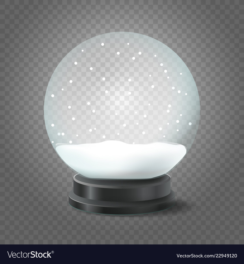 Transparent crystal ball with snow isolated on Vector Image