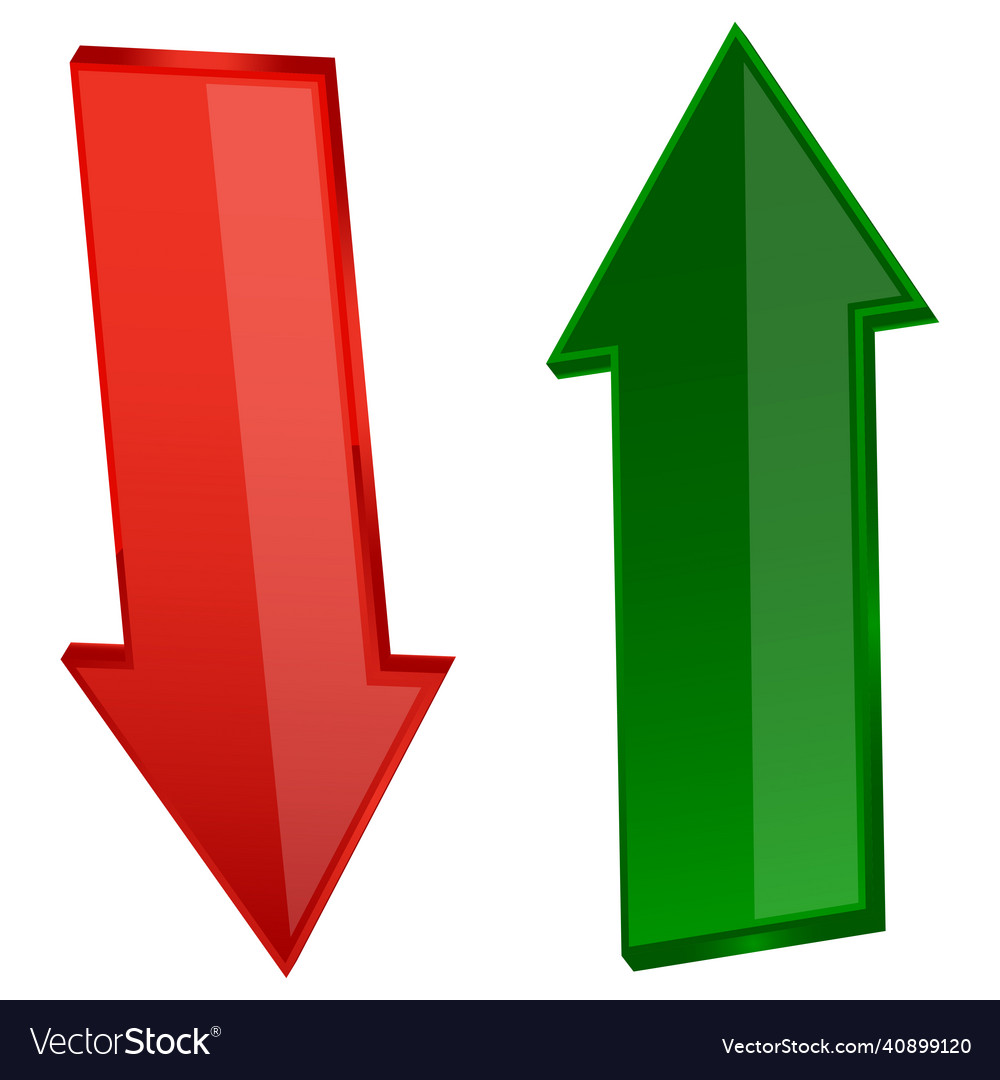 Two arrows icon red and green down and up Vector Image