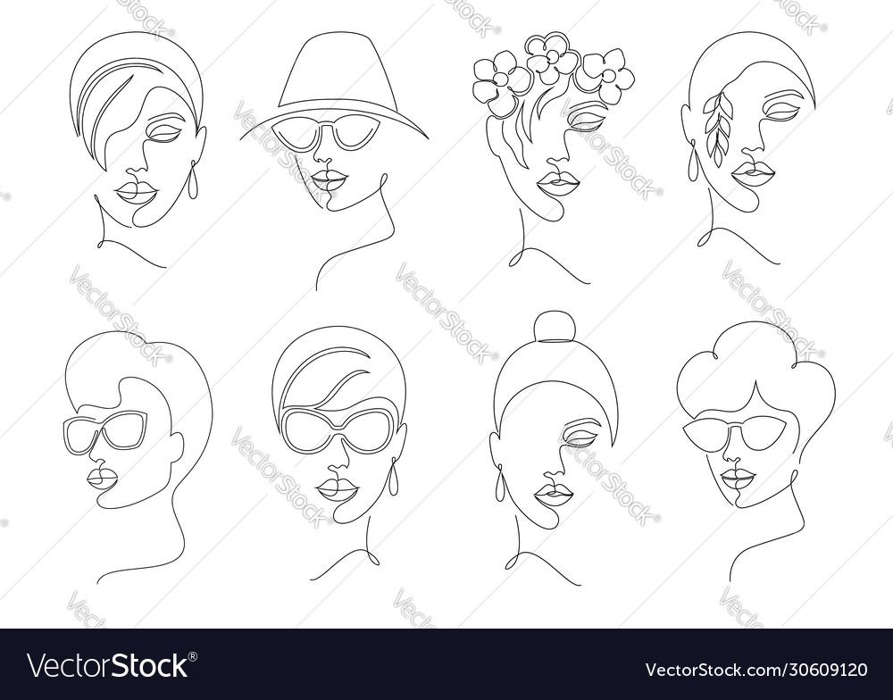 Frauen Gesichter Linie Kunst