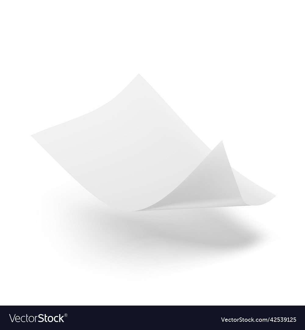 3d flying a4 paper with curled corner Royalty Free Vector