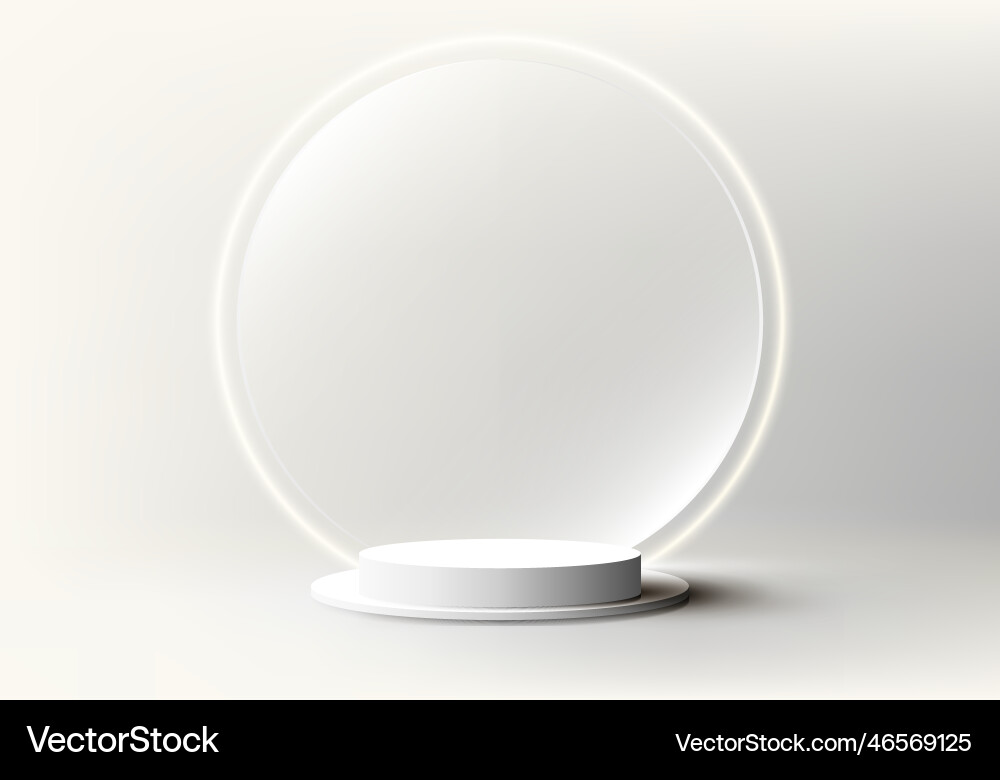 3d realistic empty white podium stand and circle Vector Image