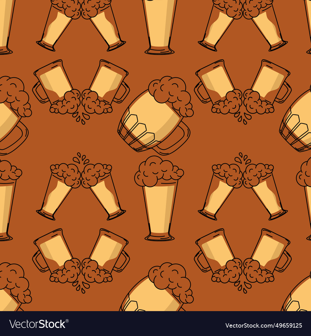 Beer glasses icons pattern background Royalty Free Vector