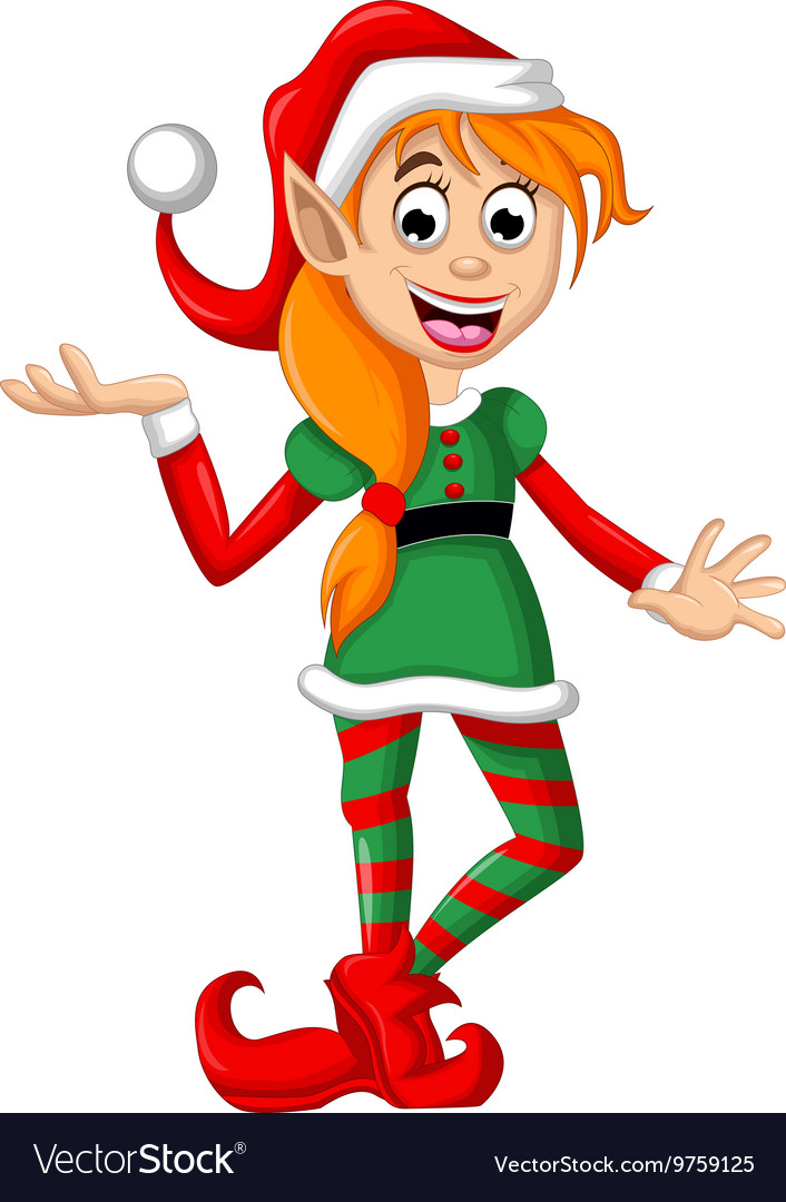 Christmas elf posing Royalty Free Vector Image